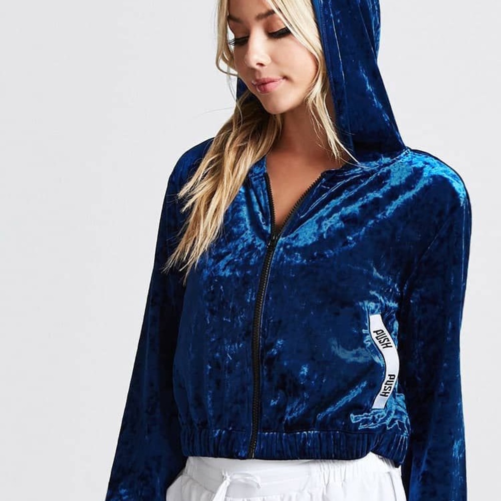 Forever 21 Active Crushed Velvet Hoodie